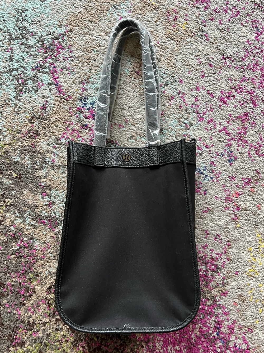 lululemon athletica Black Shoulder Tote with Leather trim and straps